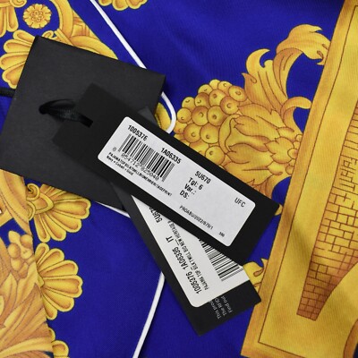 NWT $1675 VERSACE Men's Blue Gold Barocco Print 100% Silk NWT $1675 VERSACE Men's Blue Gold Barocco Print 100% Silk