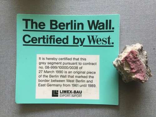 Original Piece of the Berlin Wall! Mauerstück! Certified! Free Shipping!