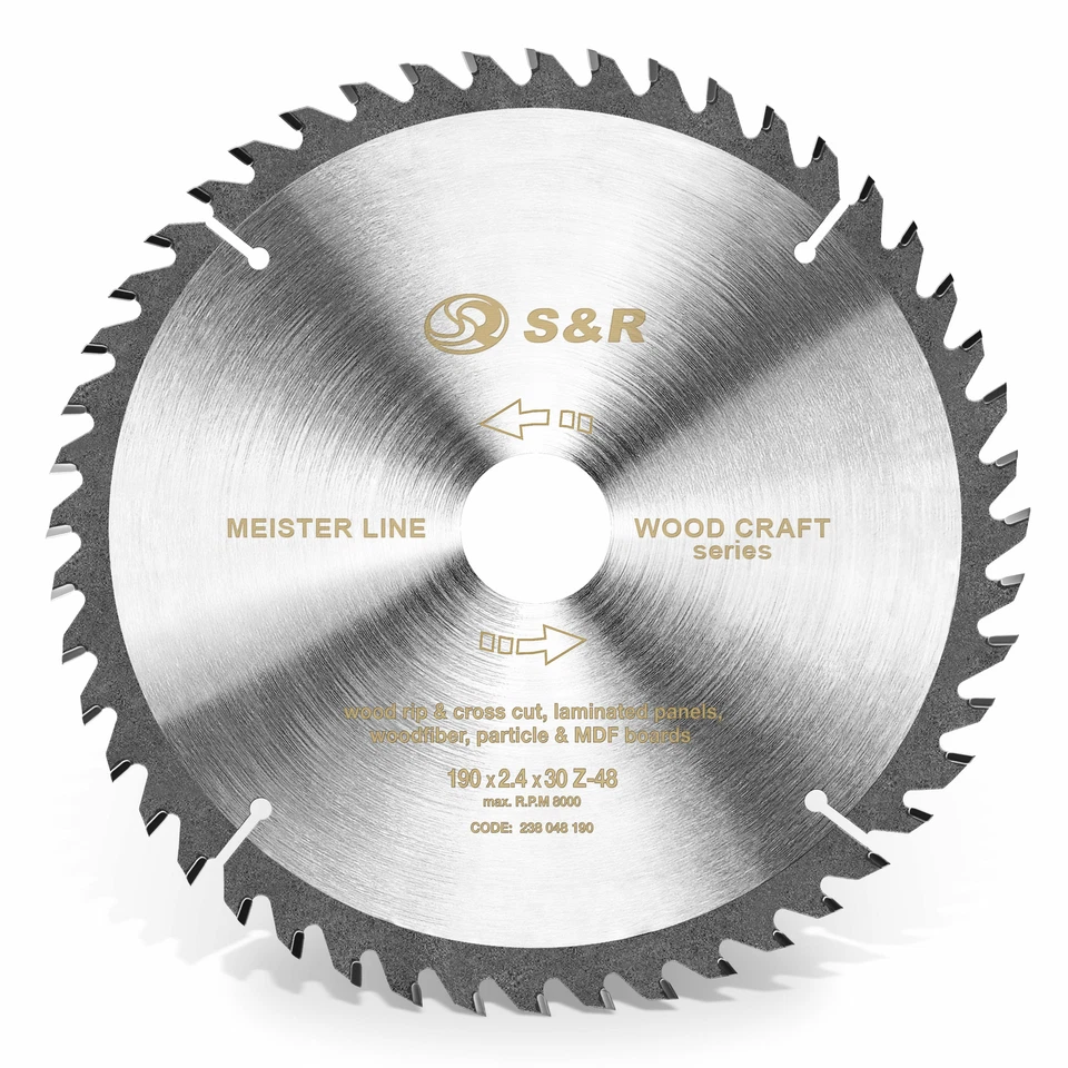 S&R Kreissägeblatt 190x30x2,4mm 48T /Wood Craft/ Holz Kraft in Profiqualität