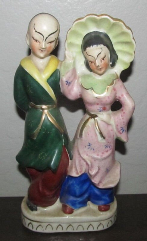 Vintage MADE IN OCCUPIED JAPAN Figurine Asian Man/Woman 7.25” Geisha People #2