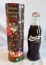 Coca Cola Bottle - 1994 Santa Christmas Holiday Bottle - Unopened & Full - Coke