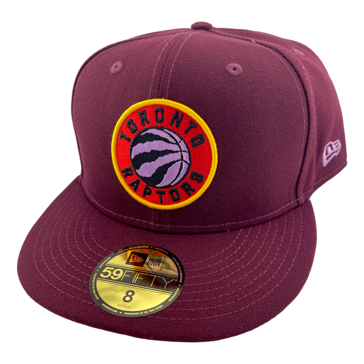 New Era Toronto Raptors Retro Logo NBA Burgundy/Pink UV 59Fifty Fitted Hat  Cap