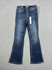 VIGOSS Lana Jeans Button Front Stretch Boot Cut Medium Wash 27x29” Button Fly