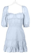 Reformation Paxton Organic Cotton Mini Dress Mineral Blue Size 12