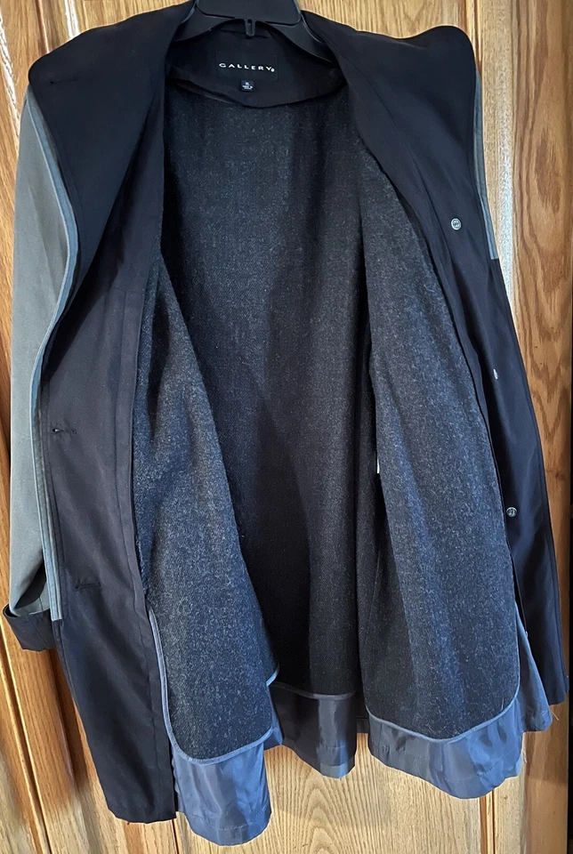 Abrigo Gallery Para Mujer XL Verde Laurel Manga Larga Botón Frontal Forro Extraíble Foto 4 de 4