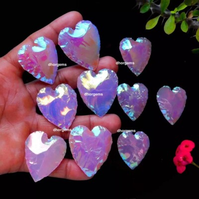 Rose Quartz Coated Double Moon Metaphysical Carving Gemstone Healing