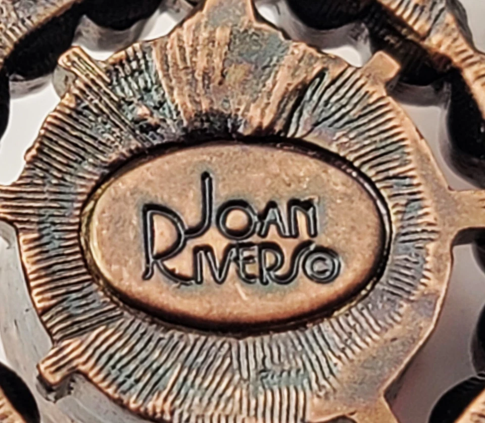 Stempel Joan Rivers Bronze Farbe Rosa Grün Strass Runde Form Brosche - Bild 4 von 4