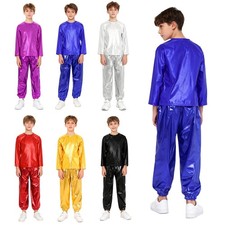 US Kids Tracksuit Junior Outfit Hip Hop Shirt With Pants Holographic Sweatsuit