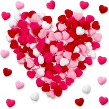 150 Pcs Heart Pom Poms for Crafts - Pink Red Mini Fluffy Balls for Decor