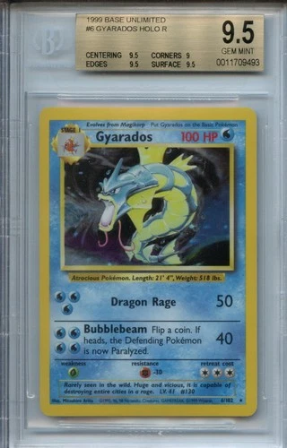 1999 Pokemon Base Unlimited #6 Gyarados HOLO R BGS 9.5