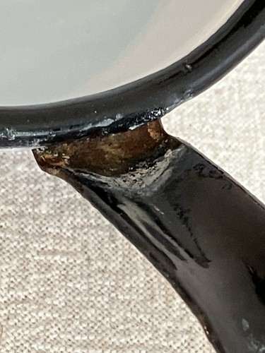 Vintage Enamel Ware Water Ladle Dipper Black Hooked Handle White 13” Long Rustic - Picture 3 of 24