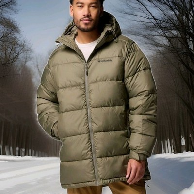 Mens COLUMBIA Mid Length Pike Lake Omni Heat Hooded Max Warmth Parka Sz XL Green