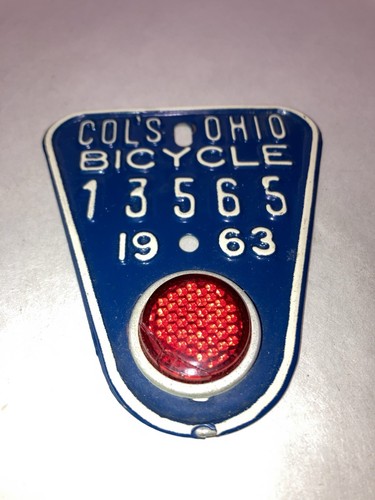 Oldtimer 1963 Columbus Ohio Fahrrad Reflektor Nummernschild - Bild 4 von 6