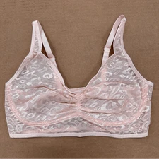 New Ruby Ribbon Allure Sheer Leopard Demiette Bra Blush Pink 32
