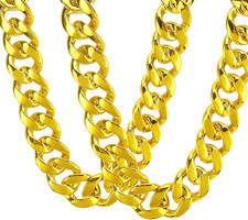 2Pack Big Chunky Plastic Hip Hop Chain for Men, Fake Gold Silver Turnover Chain
