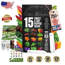 Drought Tolerant Pepper Seeds - 750 Heirloom, 15 Sweet/Hot Varieties, Full Sun