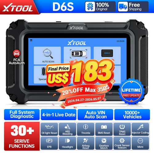 XTOOL D6S Car OBD2 Diagnostic Scanner Tool Full System 30 Resets Lifetime Free