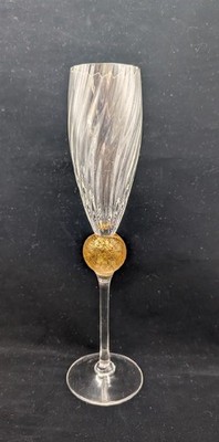 Union Street Glass MANHATTAN 2000 Gold Champagne Flute Glass, 10 1/4'' Optic