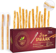 Pack of 12 Miswak Sticks with Holders - Vacuum Sealed Natural Chewing Sticks fo