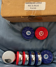 New American Shuffleboard Pucks Large Set of 8 Red A- Blue C