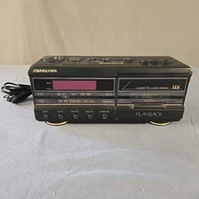 Vintage Soundesign 3827 BLK AM FM Cassette Clock Radio Player Black Alarm Works