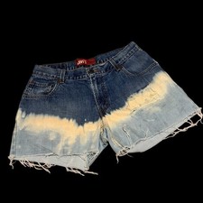 Vintage Levi Relaxed Fit 550 Blue Dip Dyed Cutoff Shorts W/ Star Stud Sz 31