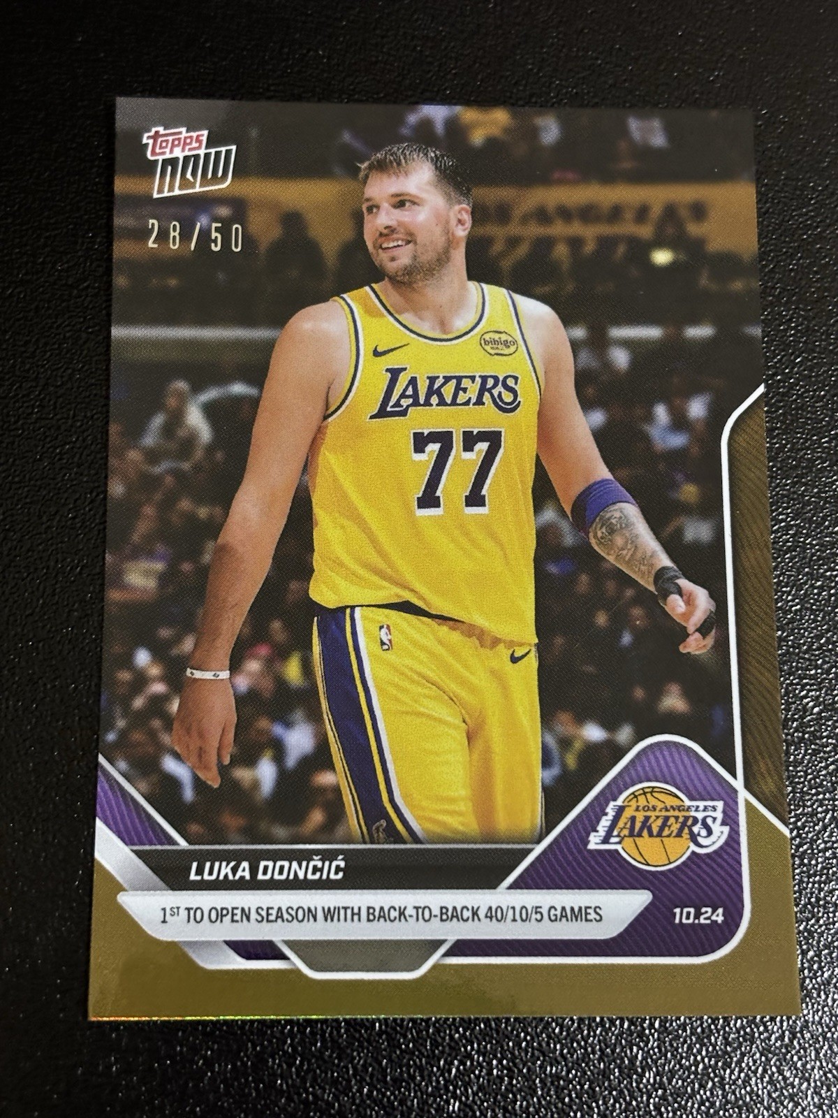 2025-26 NBA Topps Now Basketball #24 Luka Doncic Gold Foil Parallel # /50 Lakers