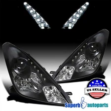 Fits 2000-2005 Toyota Celica GT GTS Projector Headlights LED Strip Black 00-05