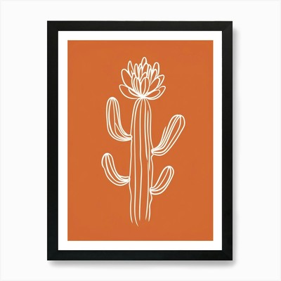 Kaktus Linienzeichnung Echinocereus Ca gerahmtes Wandbild Poster Leinwanddruck Bild