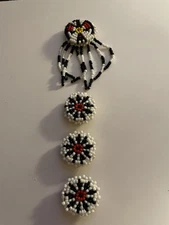 Four Vintage Beaded Button Covers Native American Style