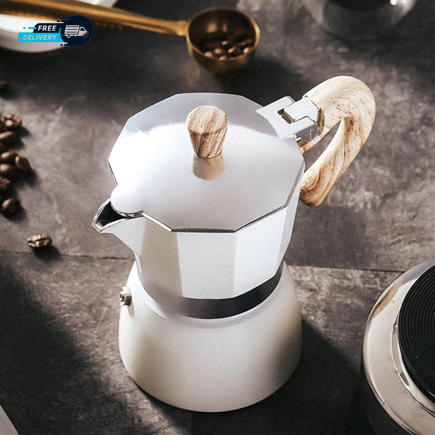 Moka Pot Stovetop Espresso Maker 6 Cup/10 OZ Italian Coffee Maker Camping Coffee