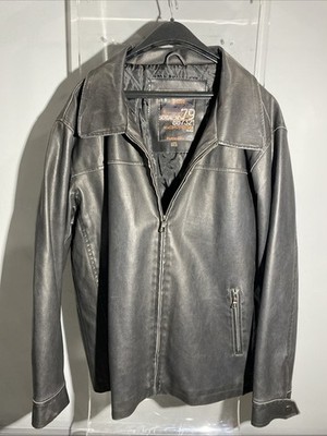 Brave Soul Imitation Leather Jacket Coat Men's XXL Black Insulated 2XL Nice!