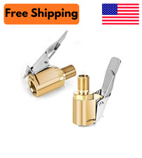 2-Pack Brass Tire Air Chuck, Locking Quick Connect Inflator Hose Adapter, No Lea