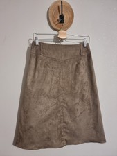 UN JOUR AILLEURS : JUPE SUEDE SUEDINE SKIRT MARRON FAUX DAIM 