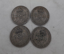 King George VI Silver Two Shilling Coins 1941, 1948 x 2, 1949 0-50% Silver 45G