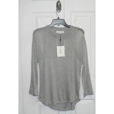 John + Jenn Womens Lightweight Inset Hi-Low Crewneck Sweater in Greyzing LG $110