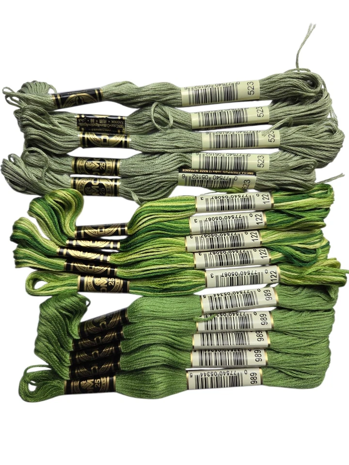 DMC 30 Skeins Mouline Special 25 Thread Greens 122 500 523 733 988 989 Floss - Image 2 of 4