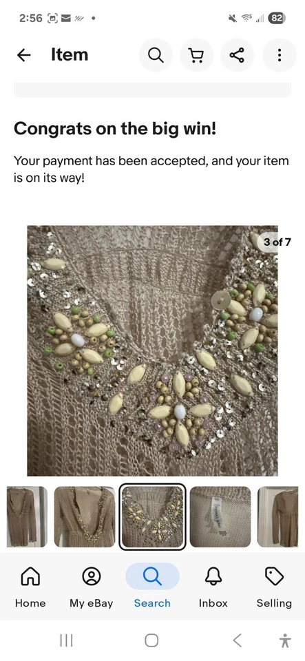 Vintage Y2K Victoria’s Secret Jeweled Sequin Crochet Swim Cover Up Plunge Size M - Image 3 of 4