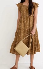 Madewell Ruffle-Sleeve Tiered Midi Dress in Daisy Stitch Size XS