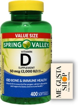 Spring Valley Vitamin D Supplement Softgels,50 Mcg (2,000 IU),400 Count + Me Gus
