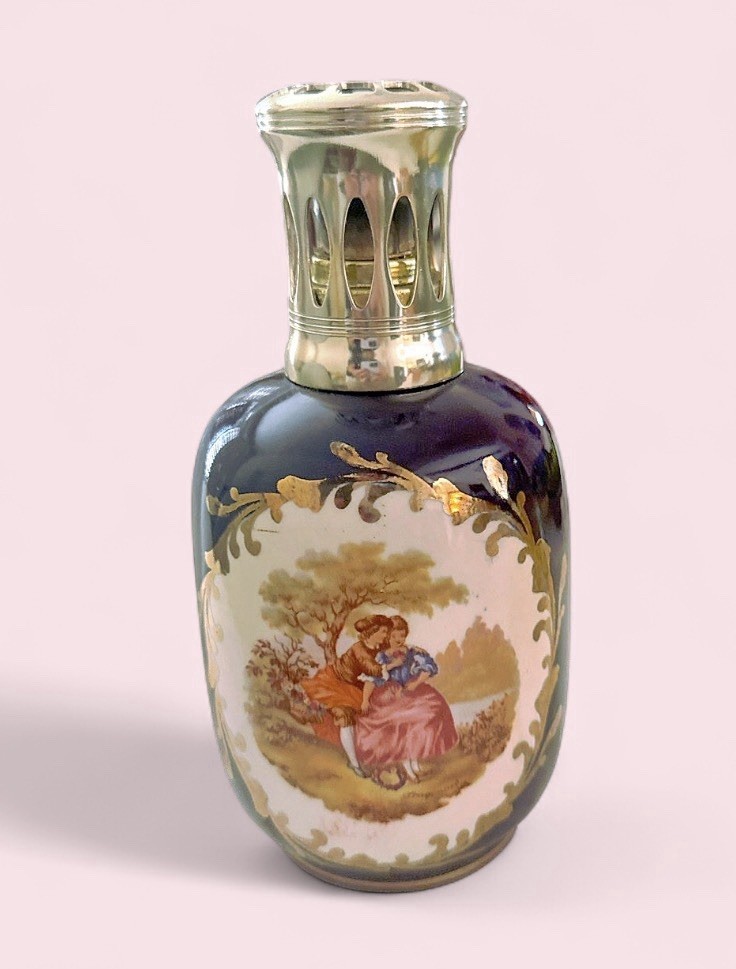 RARE Lampe Berger Paris Limoges Revol Porcelain Cobalt Blue