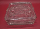 Vintage Clear Glass Ribbed Refrigerator Dish Fruit Lid 8 1/2" x 8 1/2"  3" Tall