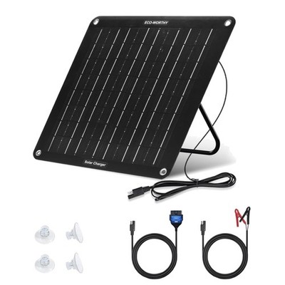 Solar Ladegerät, 10W, Monokristallin, Wohnwagen, Auto, Boot, Motorrad,