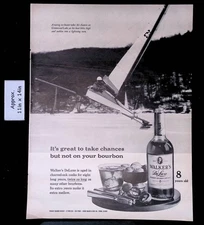 1961 WALKER'S De Luxe Bourbon Whiskey 8 Years Racing Ice-Boater Print Ad 50459