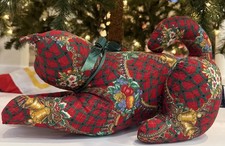 Riverdale Christmas Stuffed Cat Plush Red Green Plaid Holly Bells