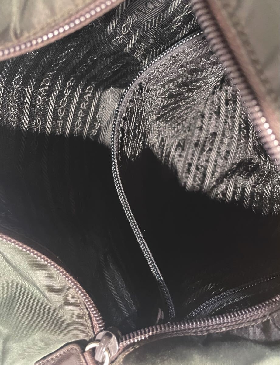 Prada Leather Nylon Triangular Handle Backpack Kh… - image 7