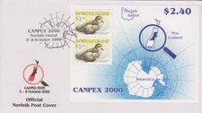Norfolk Is 2000 Canpex '00/Stamp Exhibition $2.40 Sheet SG MS737 FDC BIRDS MAP