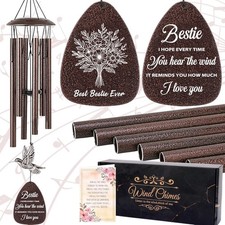 Bestie Gifts for Women - Metal Hummingbird Wind Chimes with Greeting Card Home