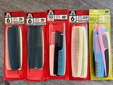 Vintage Lot of 5 Full NOS Packages of Poly-Pro Hair Combs. Made in USA