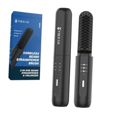 Beard Straightener for Men, 2-in-1 Cordless Heated Hair Beard Black